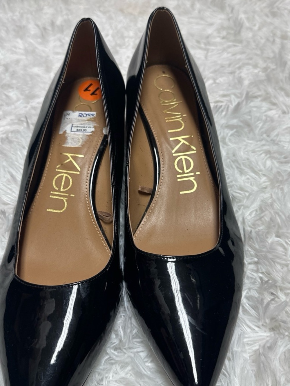 Calvin Klein Black Patent Pointed-Toe Pumps
